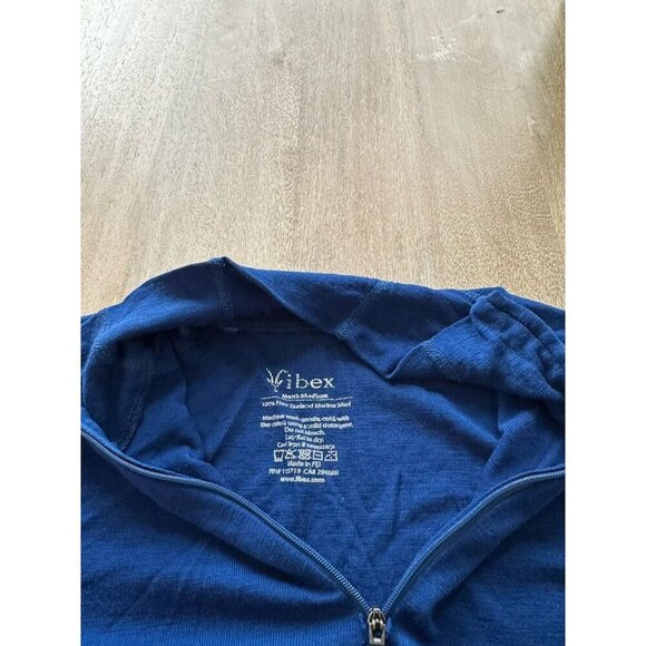 Ibex Men's Merino Wool Blue 1/4 Zip Base Layer Size Medium - Picture 4 of 6